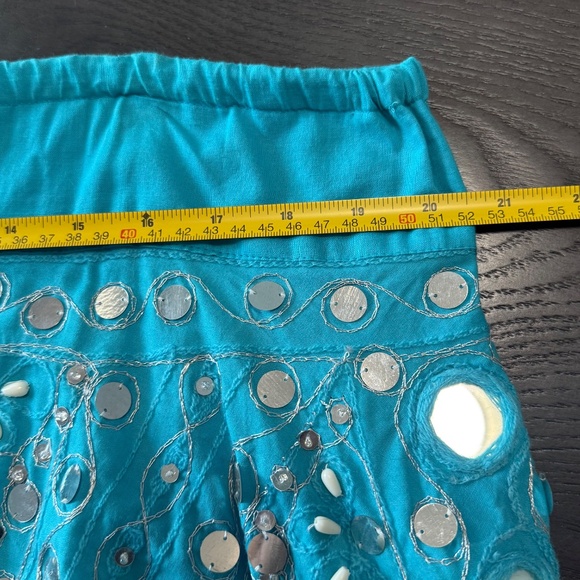 Soft Surroundings Turquoise Sequin Mirror Beaded Preciosa Maxi Skirt Size L - Picture 7 of 8